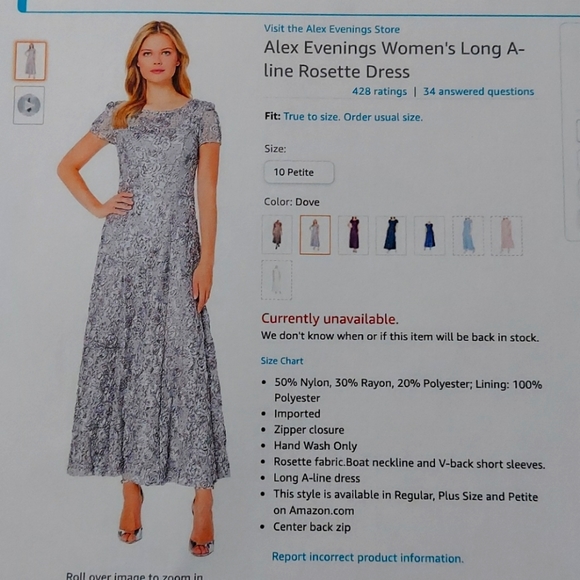 Alex Evenings | Dresses | Alex Evenings Womens Long Aline Rosette Dress